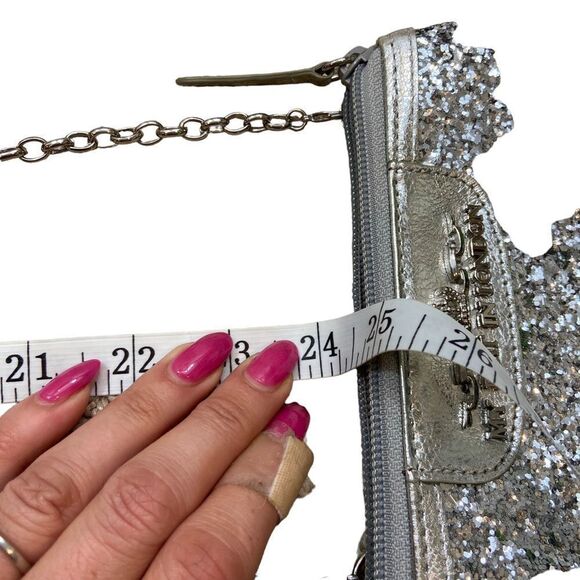 My Flat in London Silver Sparkly Small Bag with Detachable Silver Strap - Picture 10 of 14